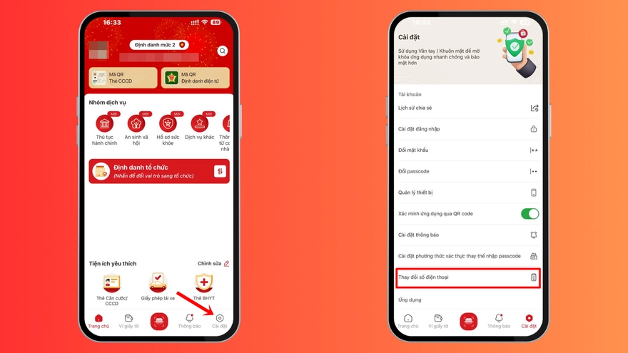 Hướng dẫn đổi số điện thoại trên VNeID