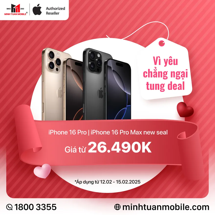 Deal 'ngọt' Valentine: iPhone 16 giảm đến 800k