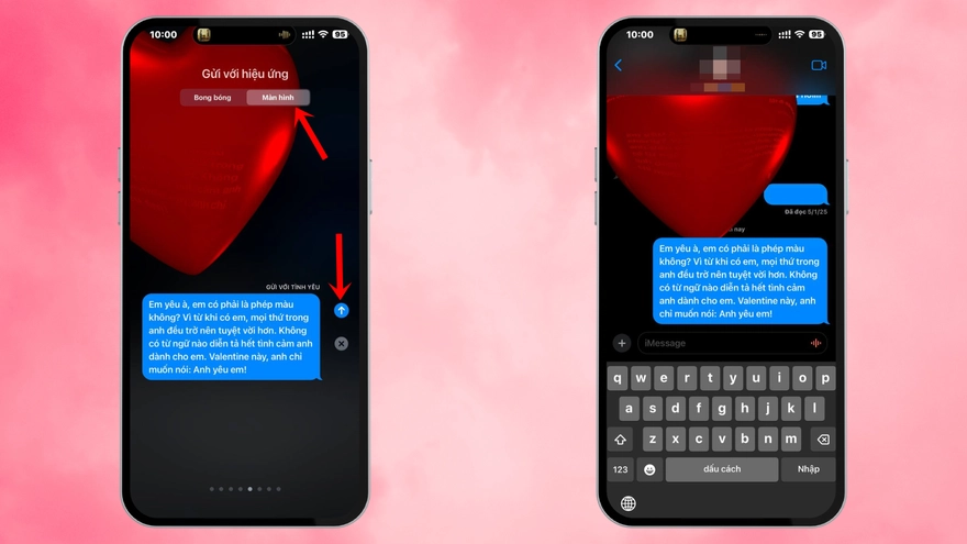 Cách gửi tin nhắn tỏ tình trên iPhone dịp Valentine