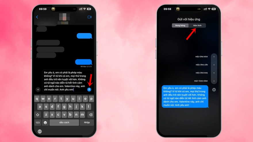 Cách gửi tin nhắn tỏ tình trên iPhone dịp Valentine