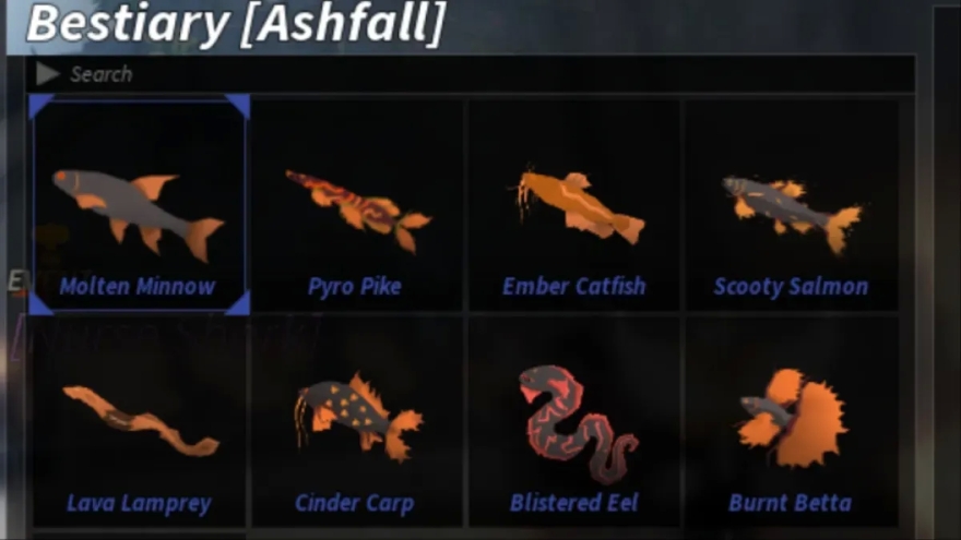 Cách hoàn thành Ashfall Bestiary trong Fisch Roblox