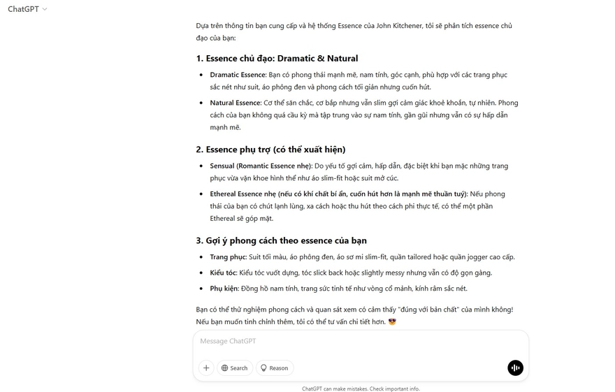 Cách dùng ChatGPT kiểm tra khí chất bản thân