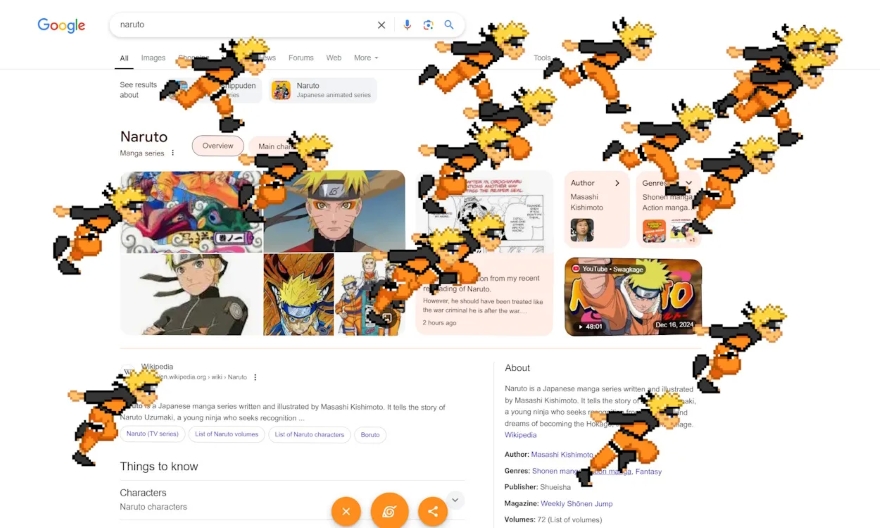 Google kỷ niệm Naruto tròn 25 tuổi với Easter Egg đặc biệt