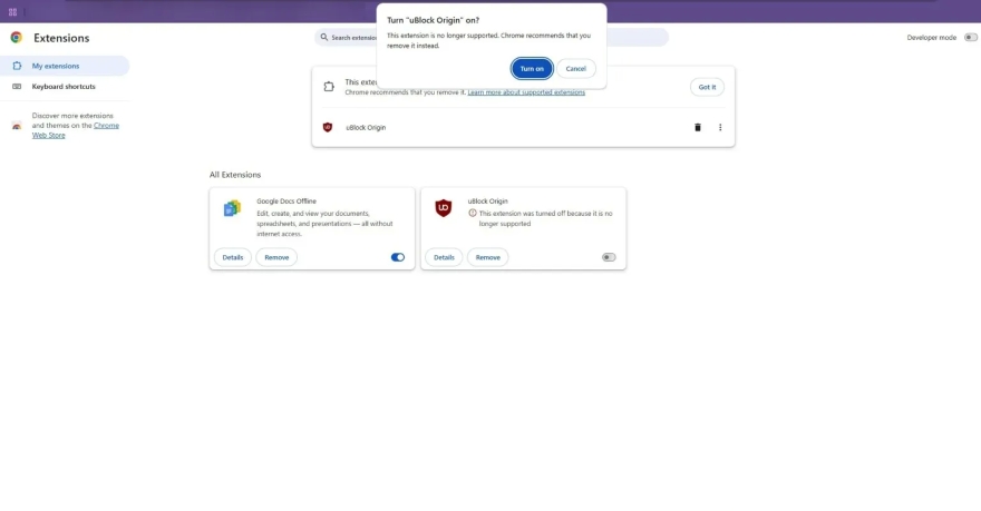 Google khai tử uBlock Origin