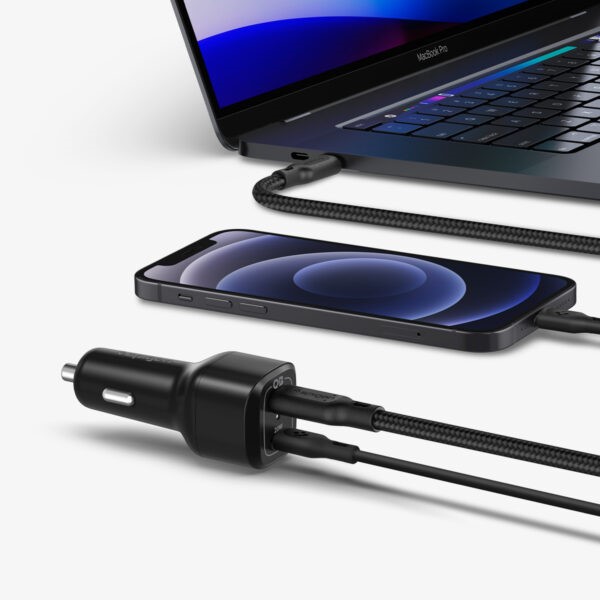 Tẩu sạc Oto 2 cổng Spigen 65W Charger 2C Type-C PD Arcstatiton