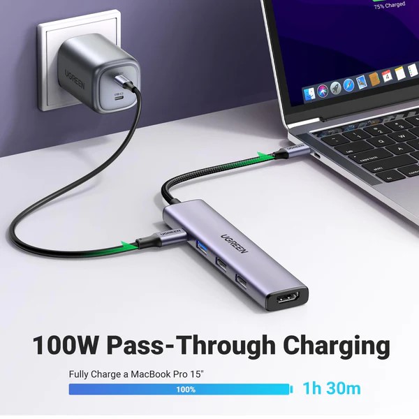 Hub chuyển đổi Ugreen Type-C 5 in 1 CM478