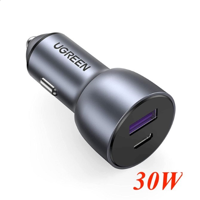 Tẩu sạc Oto 2 cổng Ugreen 30W PD/QC 3.0