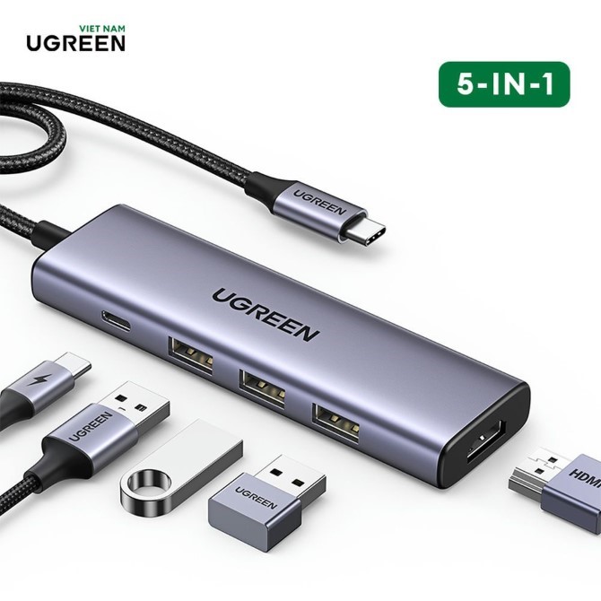 Hub chuyển đổi Ugreen Type-C 5 in 1 CM511