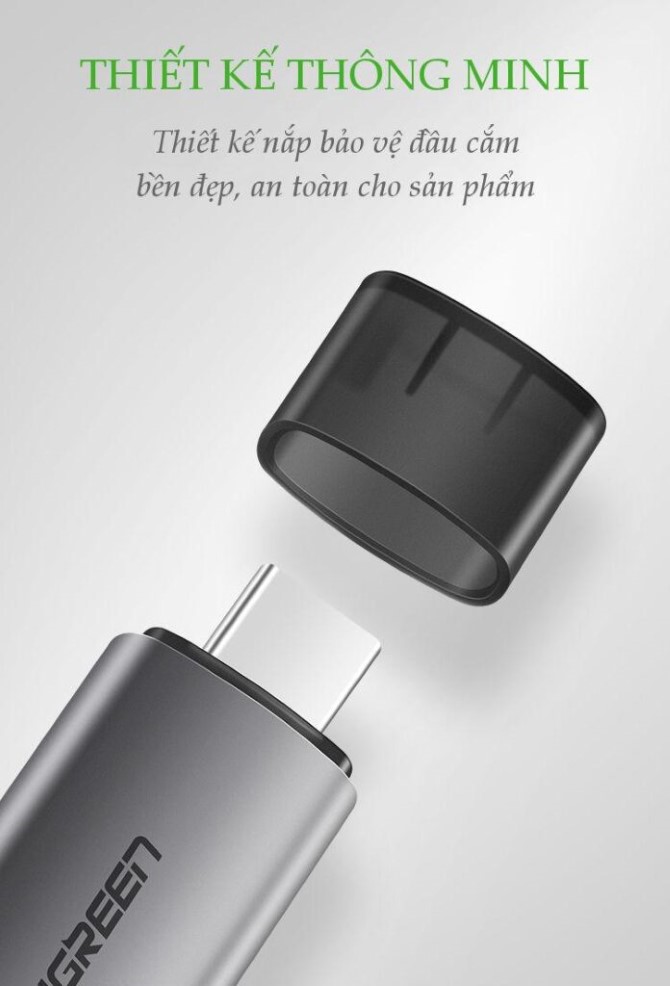 Đầu đọc thẻ nhớ SD/TF chuẩn Type C và USB 3.0 Ugreen CM185