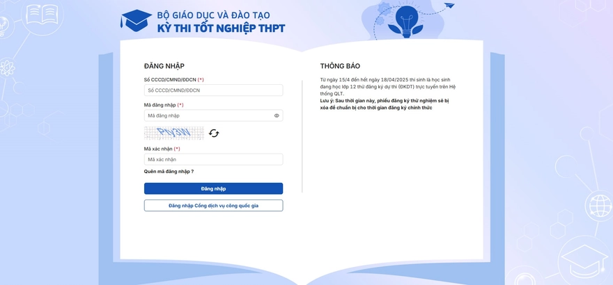 Hướng dẫn đăng ký thi thử tốt nghiệp THPT 2025