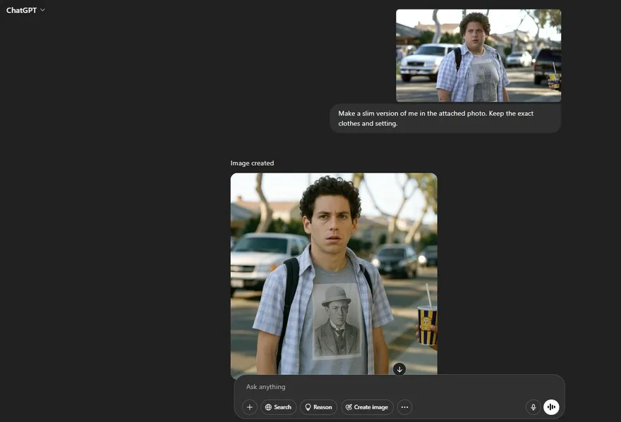 Cách tạo ảnh mập lên - ốm đi bằng ChatGPT