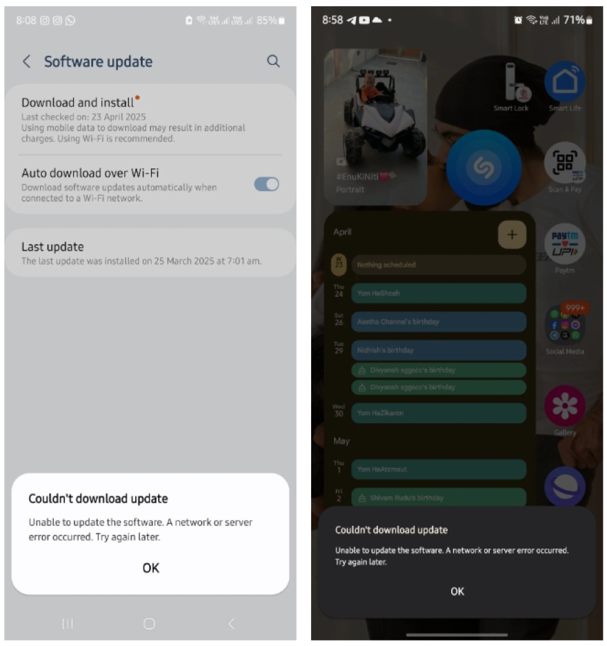 One UI 7 bị lỗi, Galaxy S24 liên tục báo cập nhật thất bại