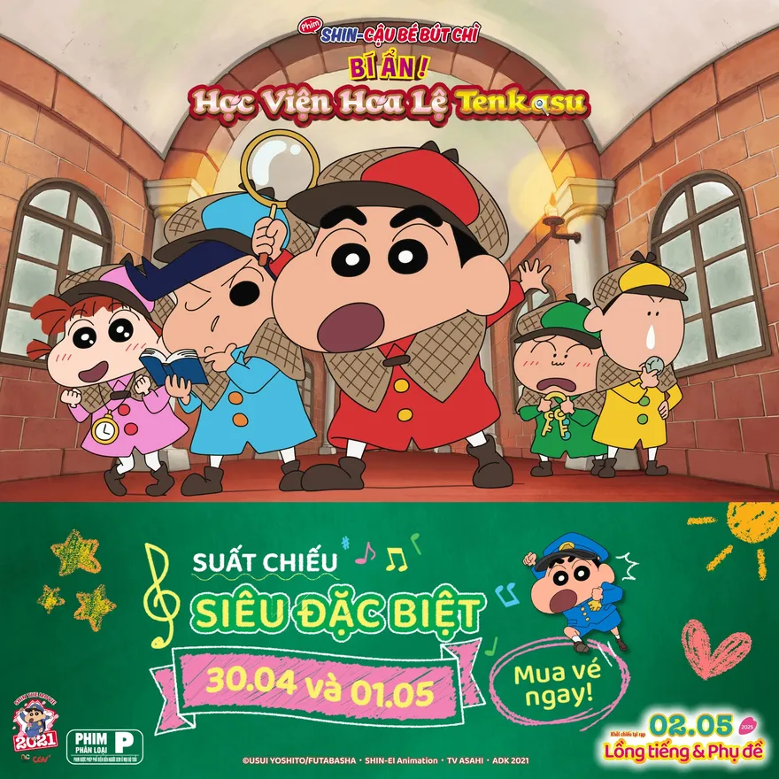 Lịch chiếu phim Shin Cậu Bé Bút Chì: Bí Ẩn! Học Viện Hoa Lệ Tenkasu