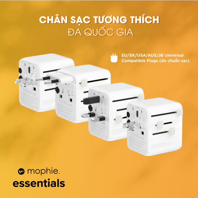 Sạc đa năng Mophie Essentials PD35W 3C2A GaN