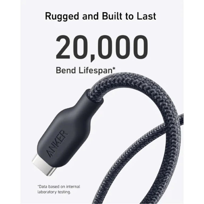 Cáp Type-C to Type-C Anker 543 240W 0.9m Bọc Dù Bio-Braided Fast Charge