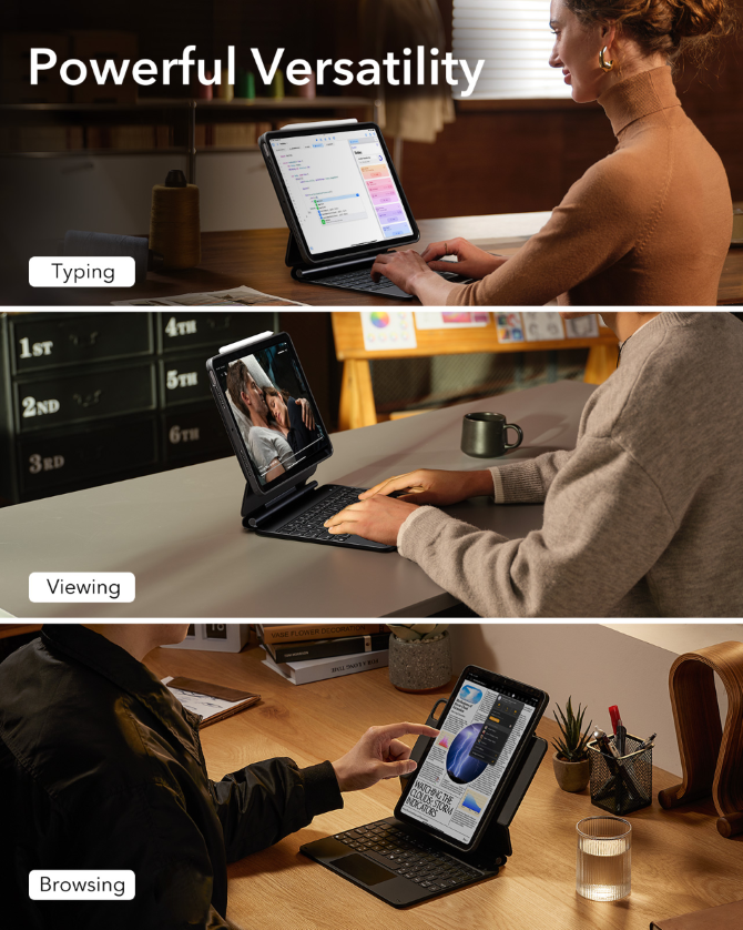 Ốp lưng kèm bàn phím iPad Air 11 inch (Air 7/6/5/4)/Pro 11 inch ESR Magnetic Rebound 360 độ