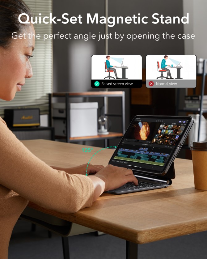 Ốp lưng kèm bàn phím iPad Air 11 inch (Air 7/6/5/4)/Pro 11 inch ESR Magnetic Rebound 360 độ