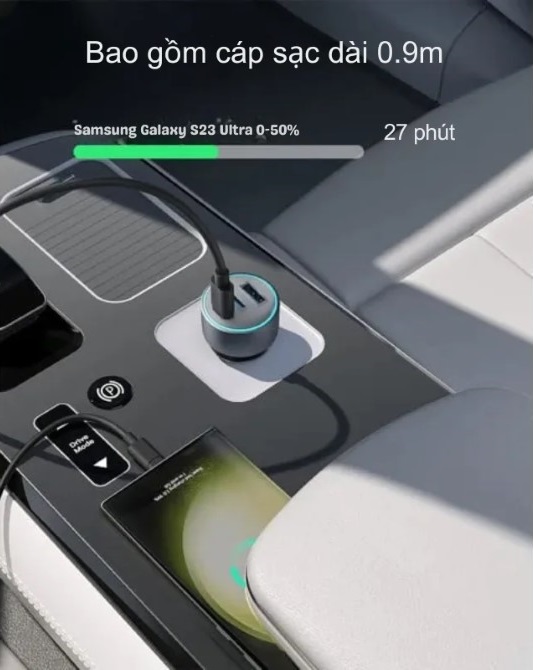 Tẩu sạc Oto 3 cổng Anker 535 65W