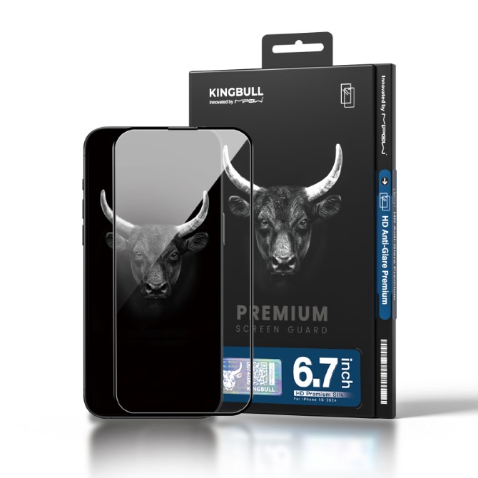 Cường lực chống vân tay iPhone 16 Plus/15 Plus Mipow Kingbull HD Premium Silk