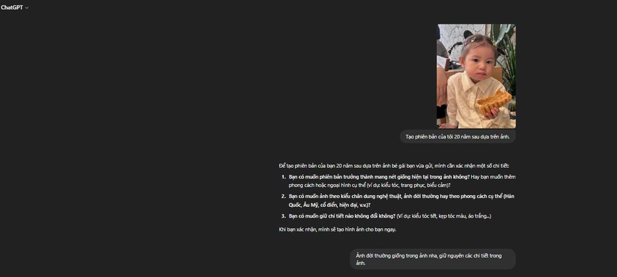 Cách tạo ảnh bản thân 20 năm sau bằng ChatGPT