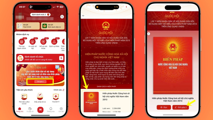 Hướng dẫn góp ý sửa đổi Hiến pháp trên VNeID