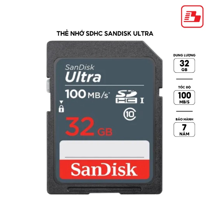 Thẻ nhớ SDHC Sandisk Ultra 32GB Class 10 100MB/s (SDSDUNR-032G-GN3IN)