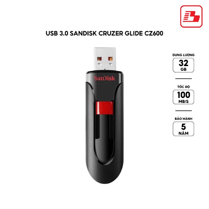 USB 3.0 SanDisk Cruzer Glide CZ600 32GB 100MB/s (SDCZ600-032G-G35)
