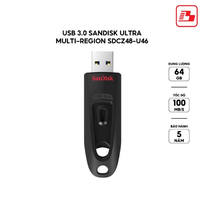 USB 3.0 SanDisk Ultra Multi-Region SDCZ48 64GB 100MB/s (SDCZ48-064G-U46)