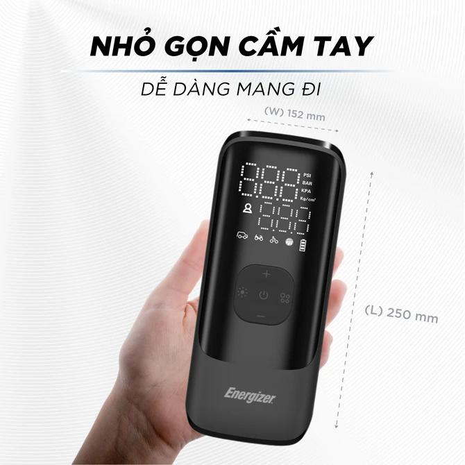 Bơm hơi di động cầm tay kiêm pin sạc dự phòng Energizer - PAC4000BK