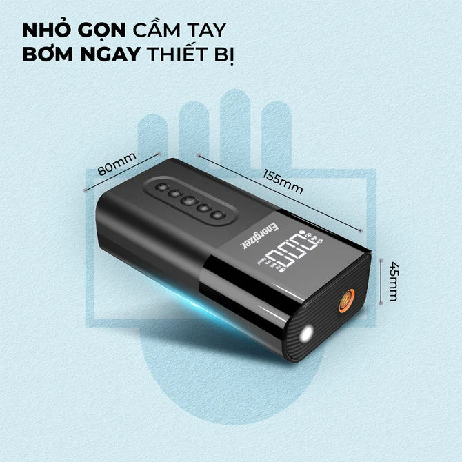 Bơm hơi di động cầm tay kiêm pin sạc dự phòng Energizer - PAC6003