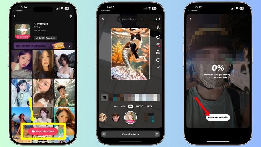 Cách làm video biến hình người cá đang hot trên TikTok