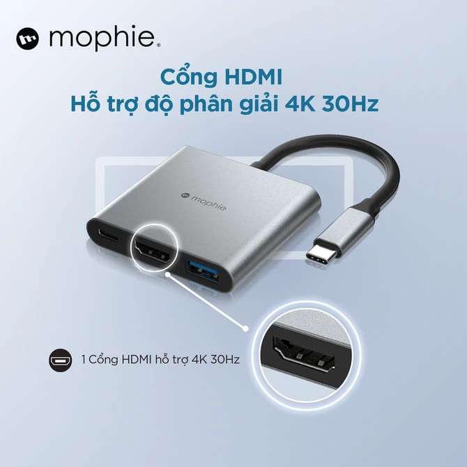Hub chuyển đổi Type-C Mophie 3 in 1