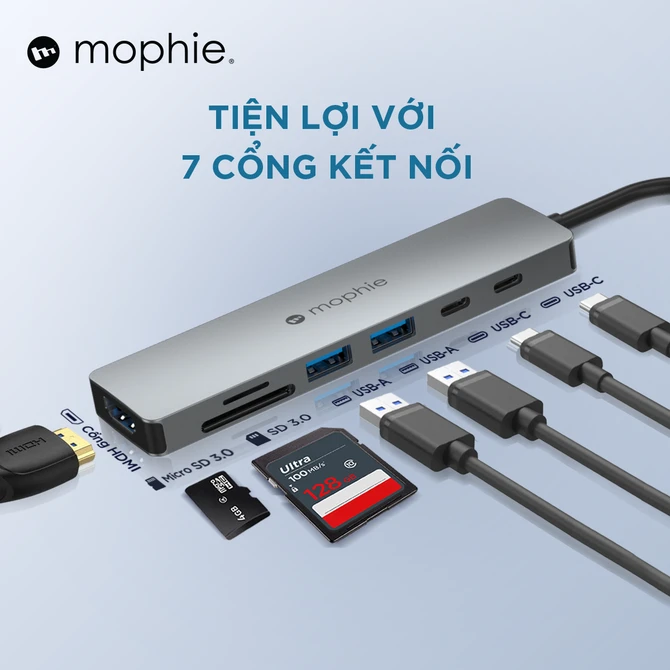 Hub chuyển đổi Type-C Mophie 7 in 1