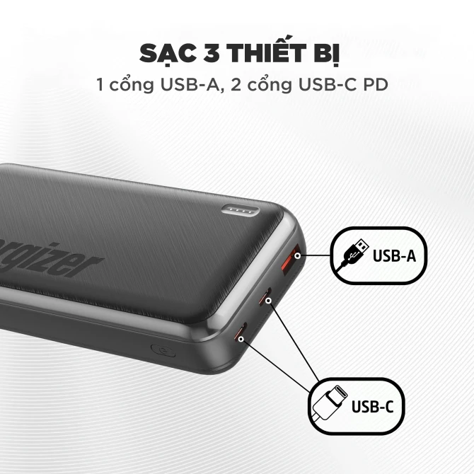 Pin sạc dự phòng Energizer 20.000 mAh /3.7V Li-Polymer UE20055PQ