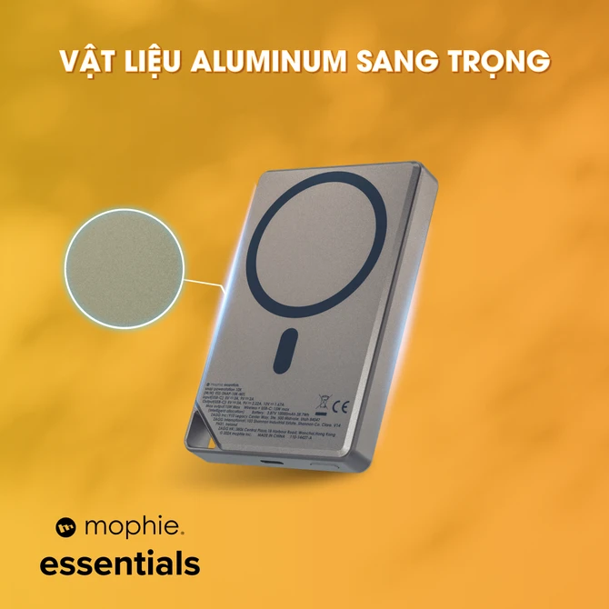 Pin sạc dự phòng Mophie Essentials Snap+ 10.000 mAh Metallic