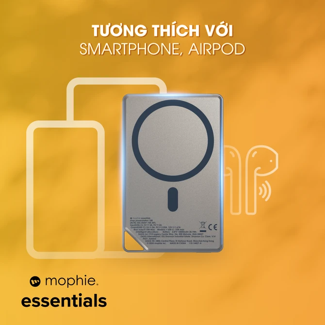 Pin sạc dự phòng Mophie Essentials Snap+ 10.000 mAh Metallic