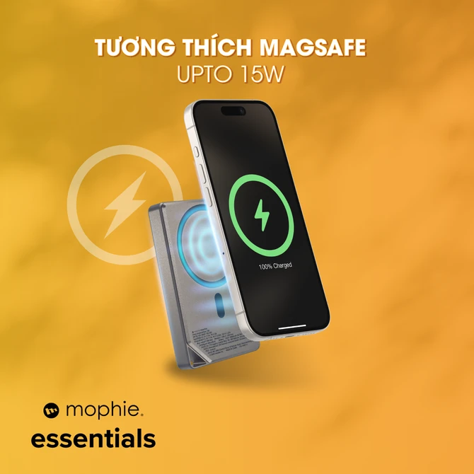 Pin sạc dự phòng Mophie Essentials Snap+ 10.000 mAh Metallic