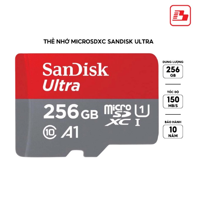 Thẻ nhớ MicroSDXC SanDisk Ultra 256GB A1 C10 U1 UHS-I 140MBs (SDSQUAC-256G-GN6MN)