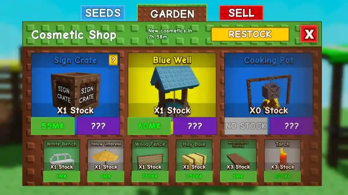 Tất tần tật vật phẩm Cosmetic trong Grow a Garden