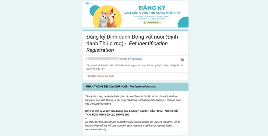 Cách đăng ký định danh thú cưng