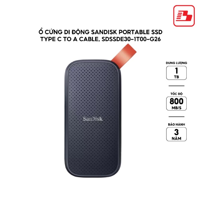 Ổ cứng di động SSD Sandisk Portable 1TB E30 800MB/s ‎(SDSSDE30-1T00-G26)