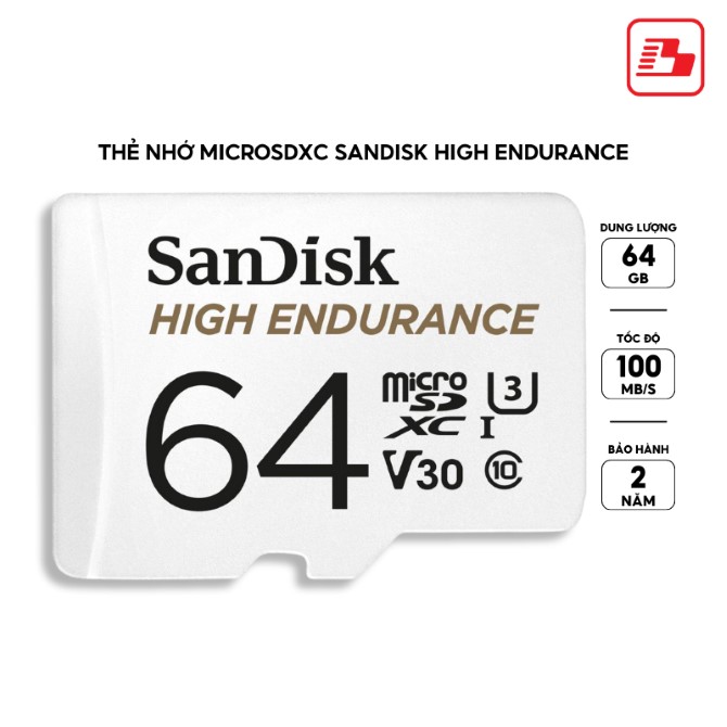 Thẻ nhớ MicroSDXC Sandisk High Endurance 64GB 100MBs (SDSQQNR-064G-GN6IA)