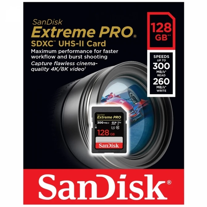 Thẻ nhớ SDXC Sandisk Extreme Pro 128GB V90 U3 C10 UHS-II 300MB/s (SDSDXDK-128G-GN4IN)