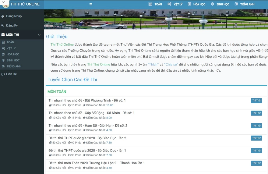Tổng hợp web thi thử tốt nghiệp THPT 2025