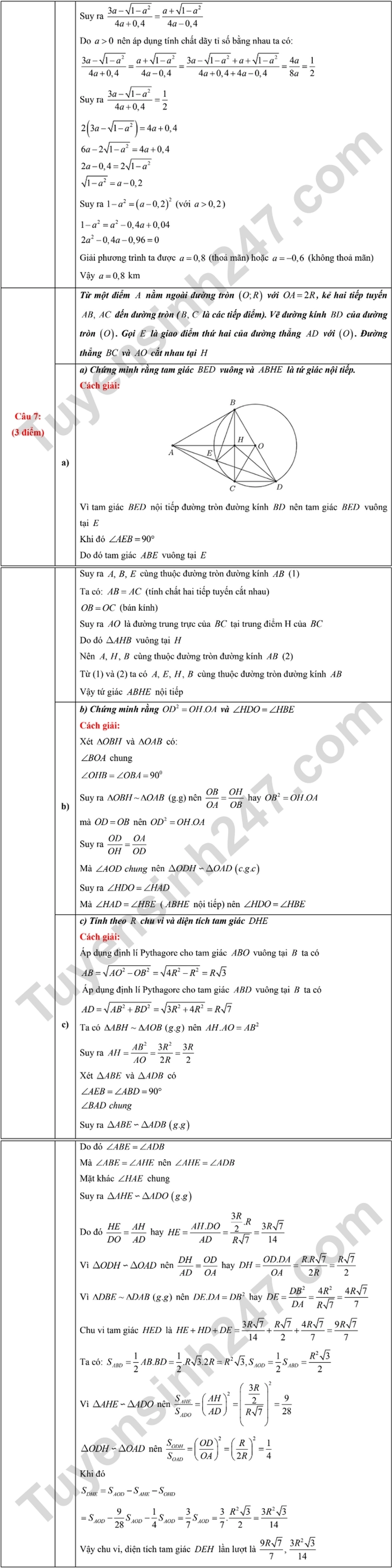 Đáp án môn Toán thi lớp 10 TP.HCM năm 2025