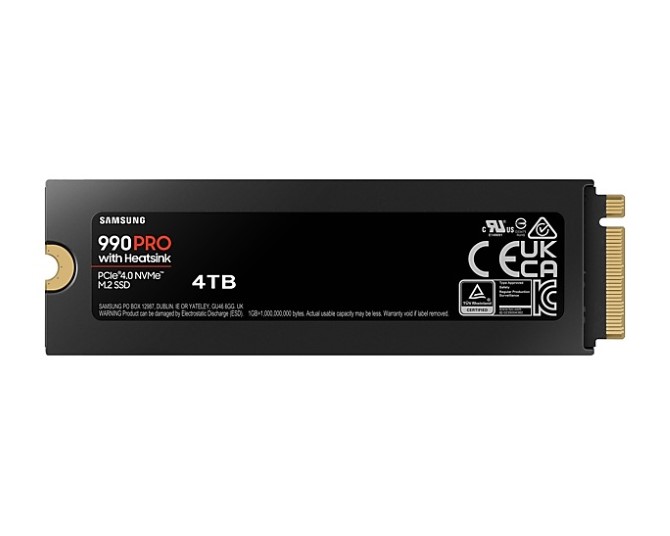 Ổ cứng SSD gắn trong Samsung 990 PRO Heatsink 4TB PCIe Gen 4.0 x4 NVMe V-NAND M.2 2280 upto 7450MB/s (MZ-V9P4T0CW)