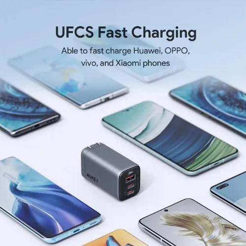 Cốc Aukey 67W Omnia 3 Cổng Chấu Gập - Black