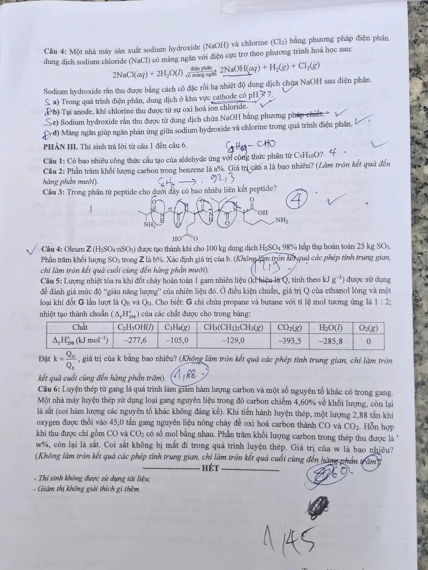 Đáp án đề thi THPT Quốc gia 2025 môn Hóa học