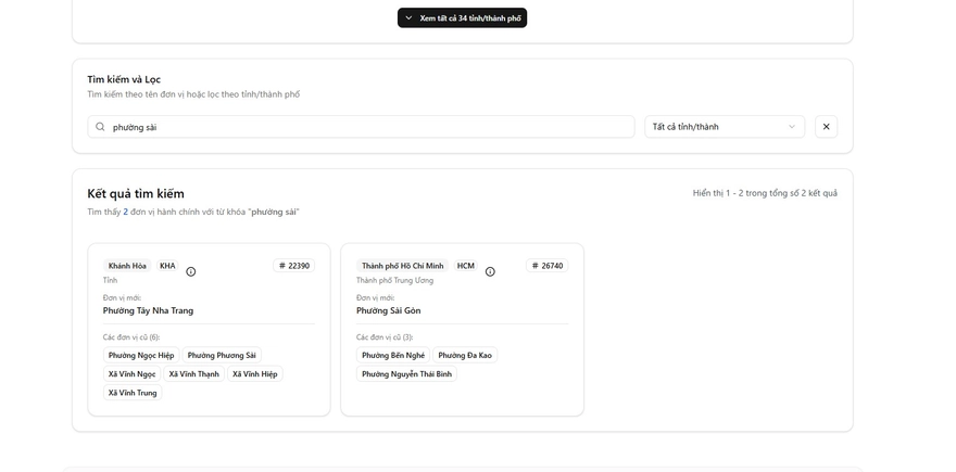 Cách tra cứu thông tin 34 tỉnh thành sau sáp nhập 2025