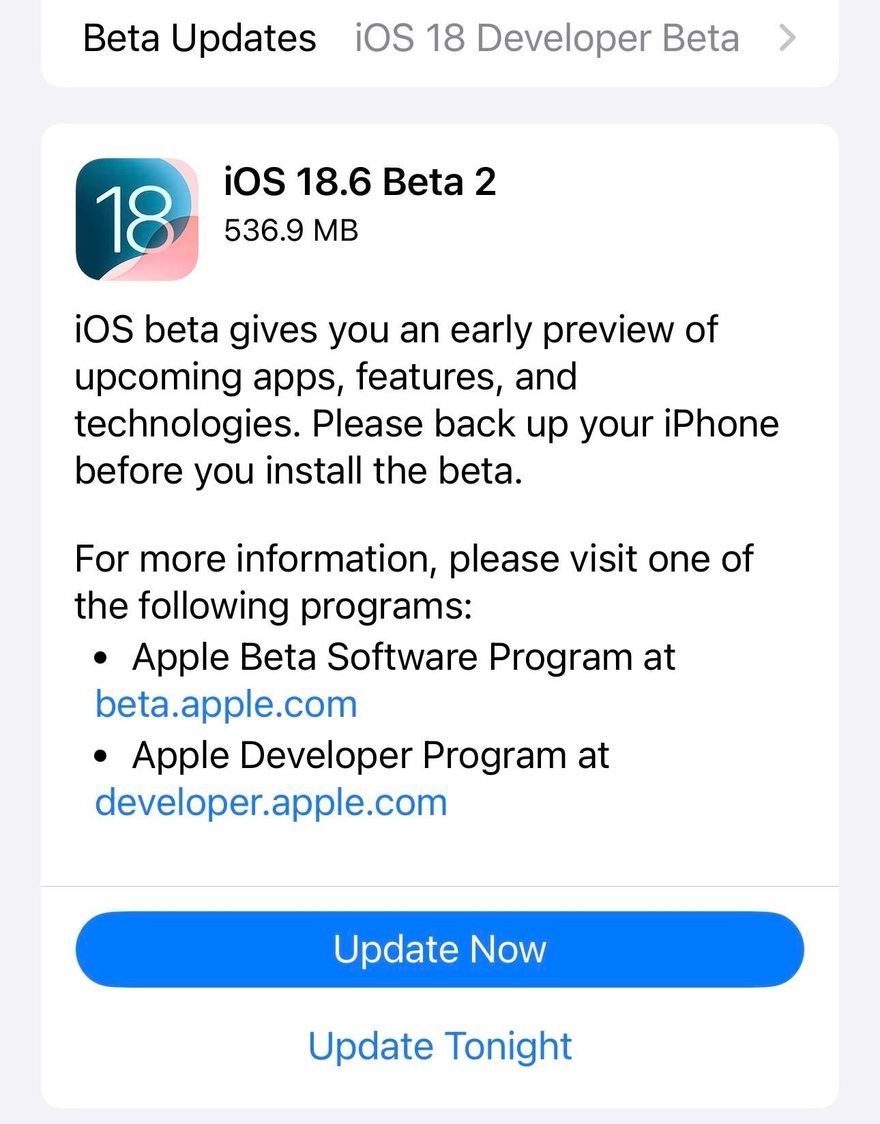 Có gì mới trong iOS 18.6 Beta 2?